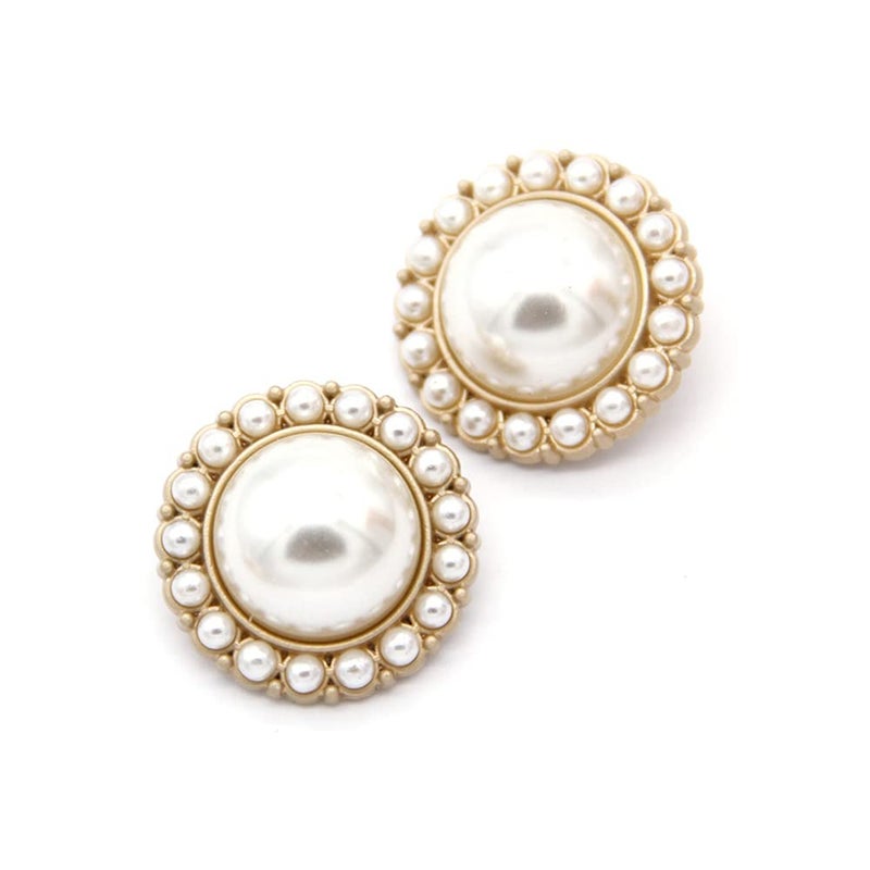 vingol 5 PCS Pearl Gold Metal Women Coat Buttons for Clothing Sweater Decoration Sewing Crafts Accessories (#7  18mm) - Image 1